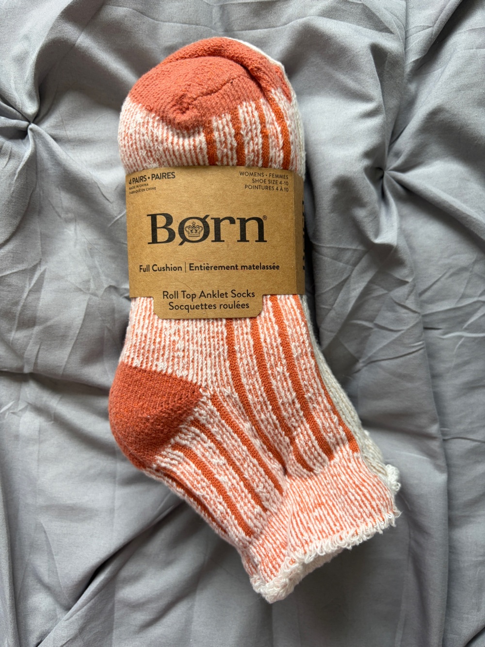 Born Full Cushion Roll Top Anklet Striped Socks